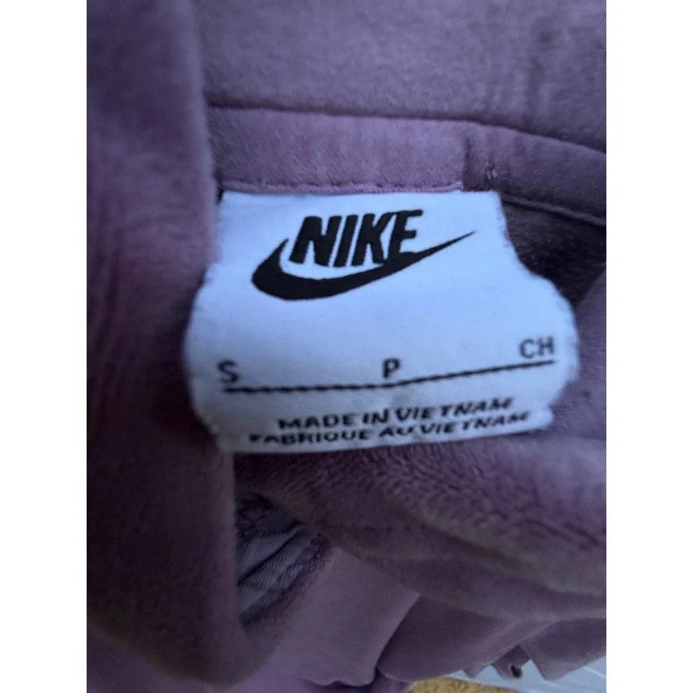 Nike Womens Velour Cropped Hoodie Mauve Purple Embroidered Logo Small